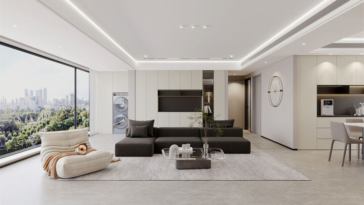 历城区融创未来壹号135m²三室两厅现代风格装修案例